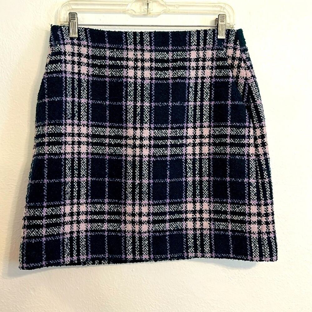 Loft Size 4 Green Pink Lavender plaid schoolgirl academia preppy mini  skirt